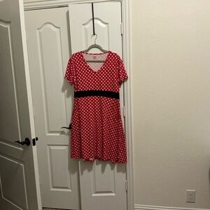 Trendy Red Polka Dot Midi Dress by Spade